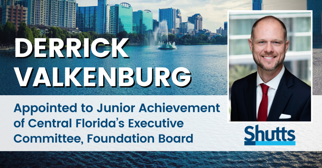  Derrick Valkenburg Appointed to Junior Achievement of Central Florida’s Executive Committee, Foundation Board