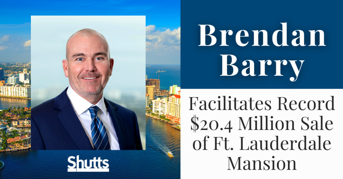 Brendan Barry Facilitates Record $20.4 Million Sale of Ft. Lauderdale Mansion