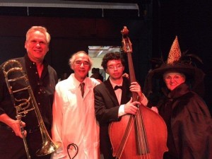 Pictured here are Shutts partner John Meagher with the trombone, assistant conductor Dr. Dennis Kam, Christopher Barretto on string bass, and executive and musical director Marjorie Hahn.