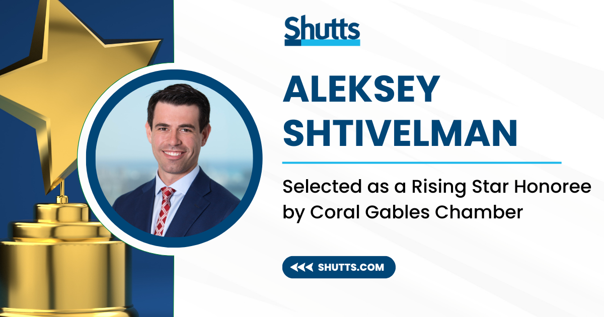 Aleksey Shtivelman Selected as a Rising Star Honoree by Coral Gables Chamber