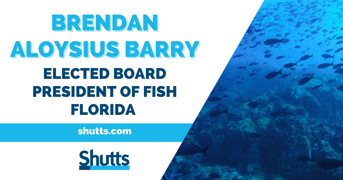 Brendan Aloysius Barry Elected Board President of Fish Florida 