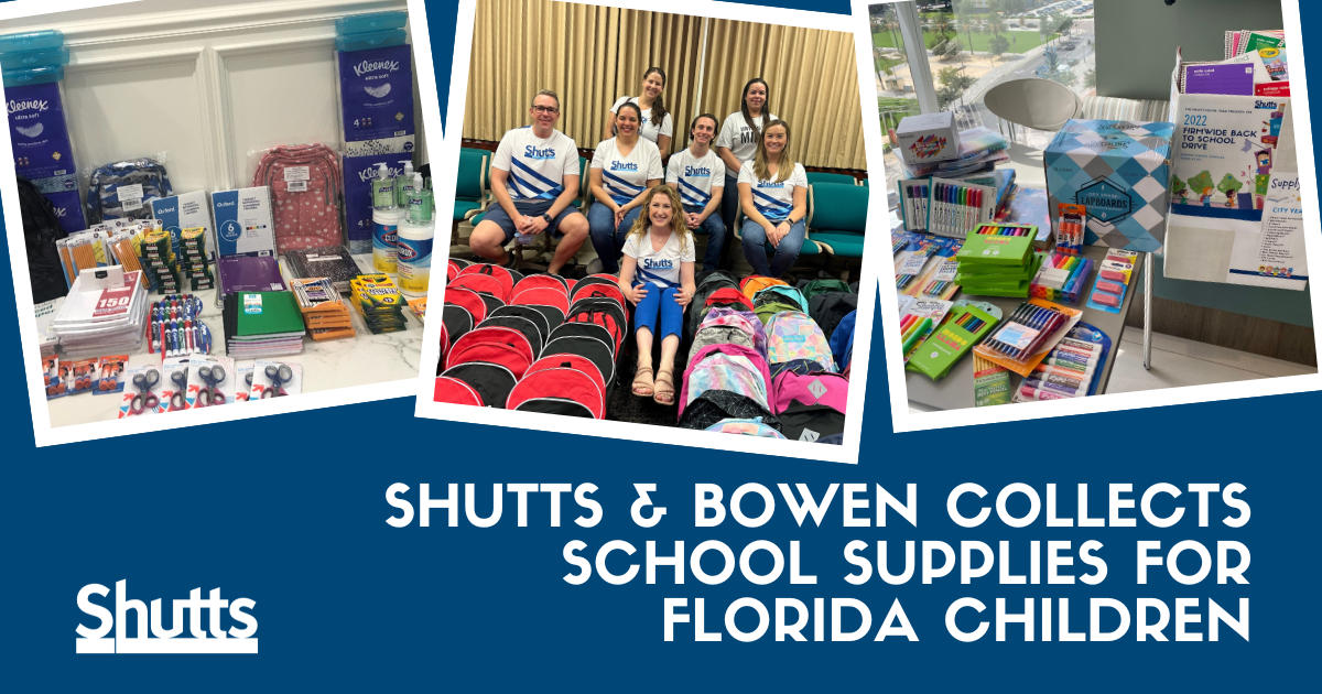 Shutts & Bowen Collects School Supplies for Florida Children
