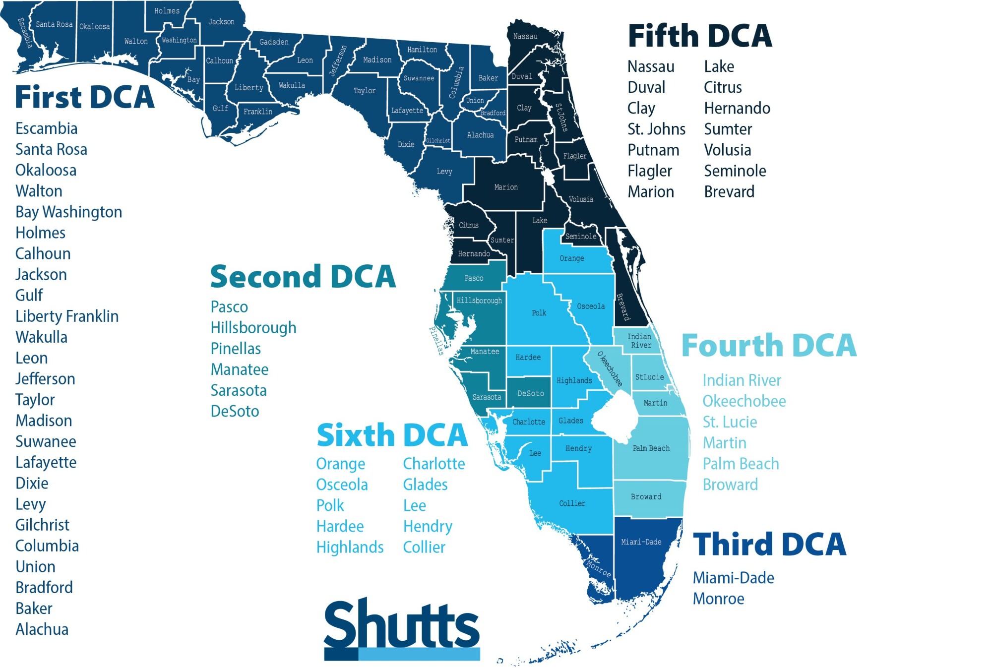 Florida District Courts of Appeal - Counties
