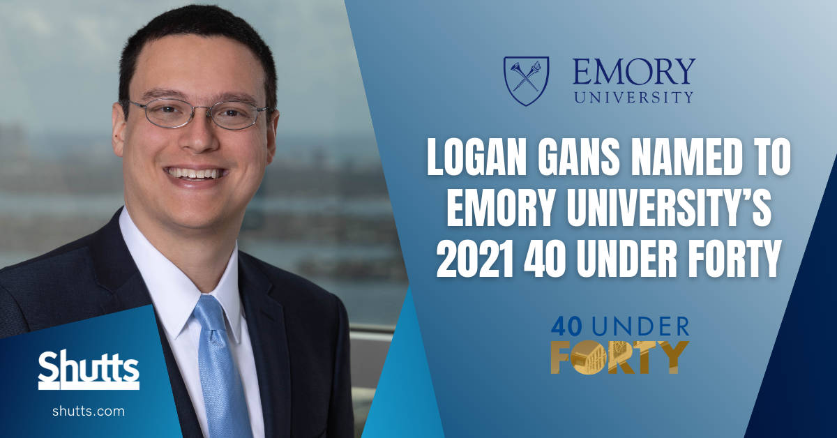 Logan Gans Selected to Emory's 40 Under 40 2021 Class