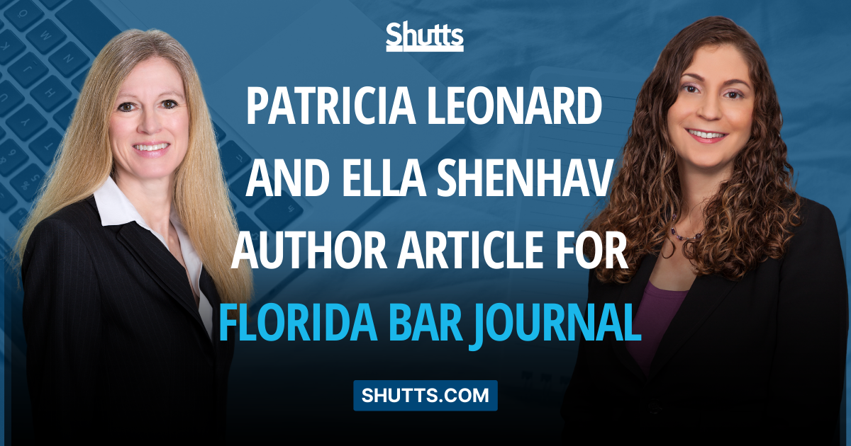 Patricia Leonard and Ella Shenhav Author Article for Florida Bar Journal