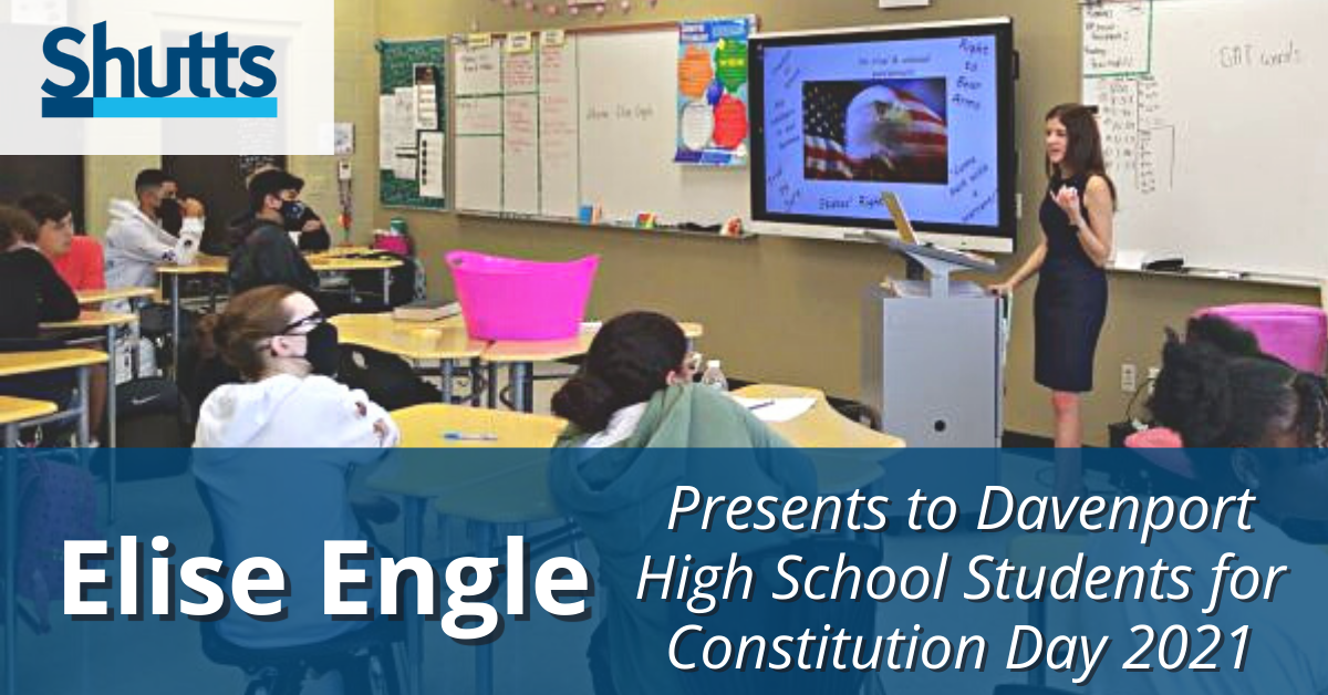 Elise Engle Presents to Davenport High School Students for Constitution Day 2021