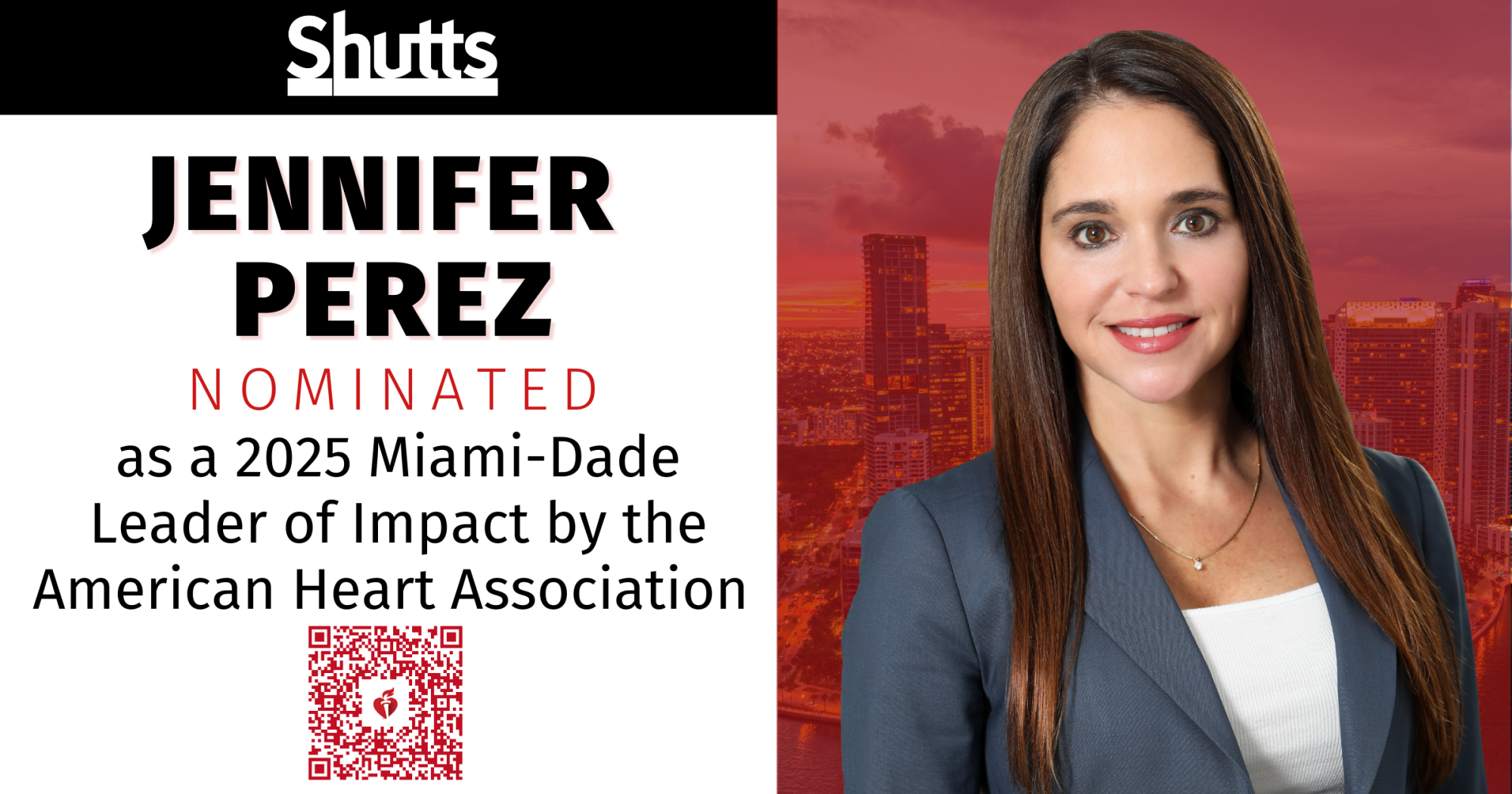 Jennifer Perez Nominated as a 2025 Miami-Dade Leader of Impact by the American Heart Association 