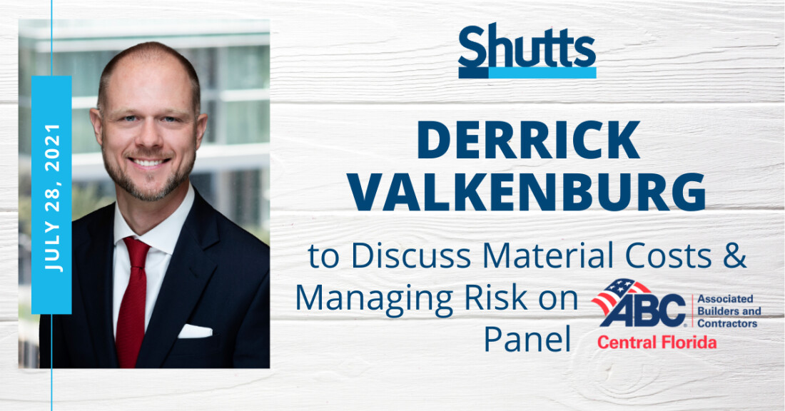 Derrick Valkenburg to Discuss Material Costs & Managing Risk on ABCCF Panel