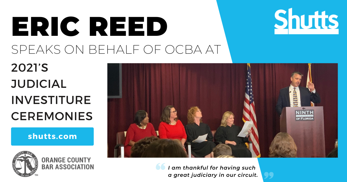 Eric Reed Speaks on Behalf of OCBA at 2021’s Judicial Investiture Ceremonies