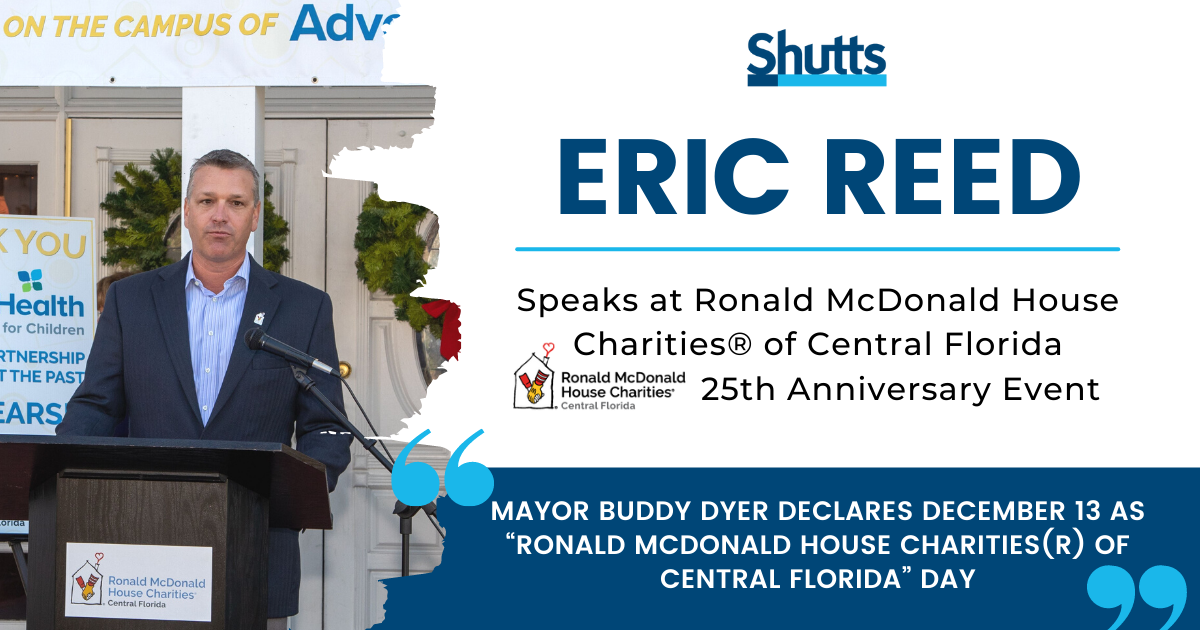 Eric Reed Speaks at Ronald McDonald House Charities® of Central Florida 25th Anniversary Event