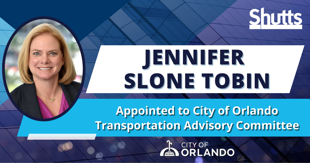 Jennifer Slone Tobin Appointed to City of Orlando Transportation Advisory Committee
