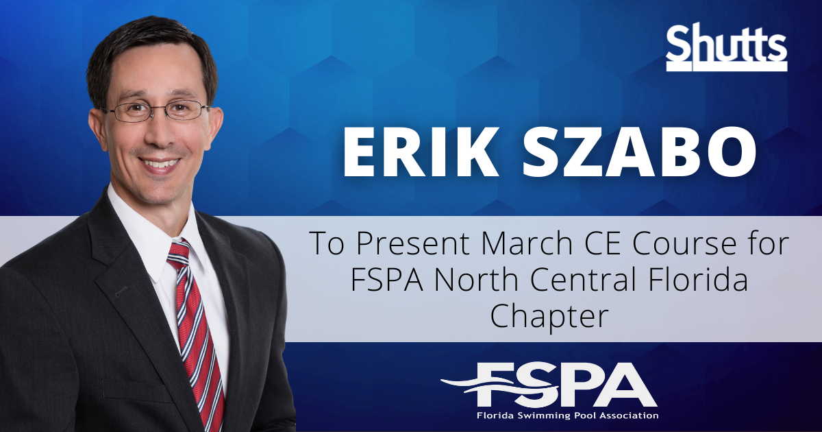 Erik Szabo to Present March CE Course for FSPA North Central Florida Chapter