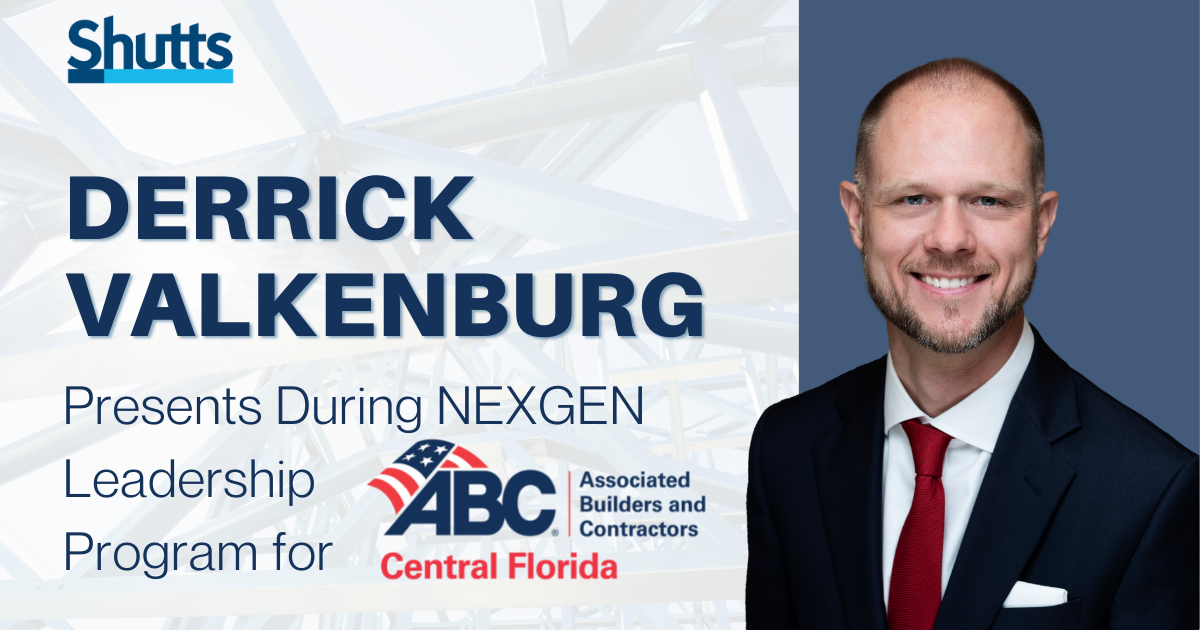 Derrick Valkenburg Presents at NEXGEN Leadership Program for Associated Builders and Contractors