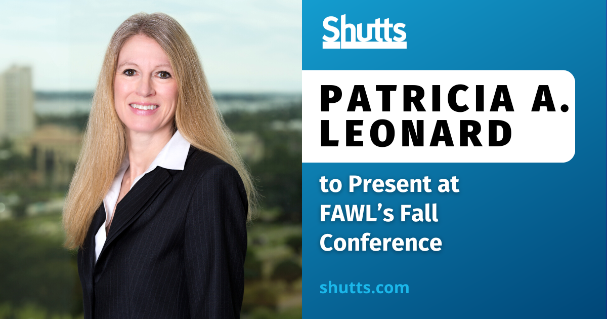 Patricia A. Leonard to Present at FAWL’s Fall Conference