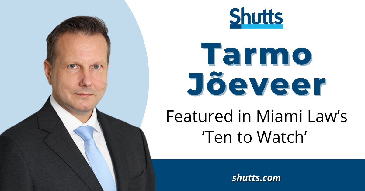 Tarmo Joeveer Featured in Miami Law's Ten to Watch
